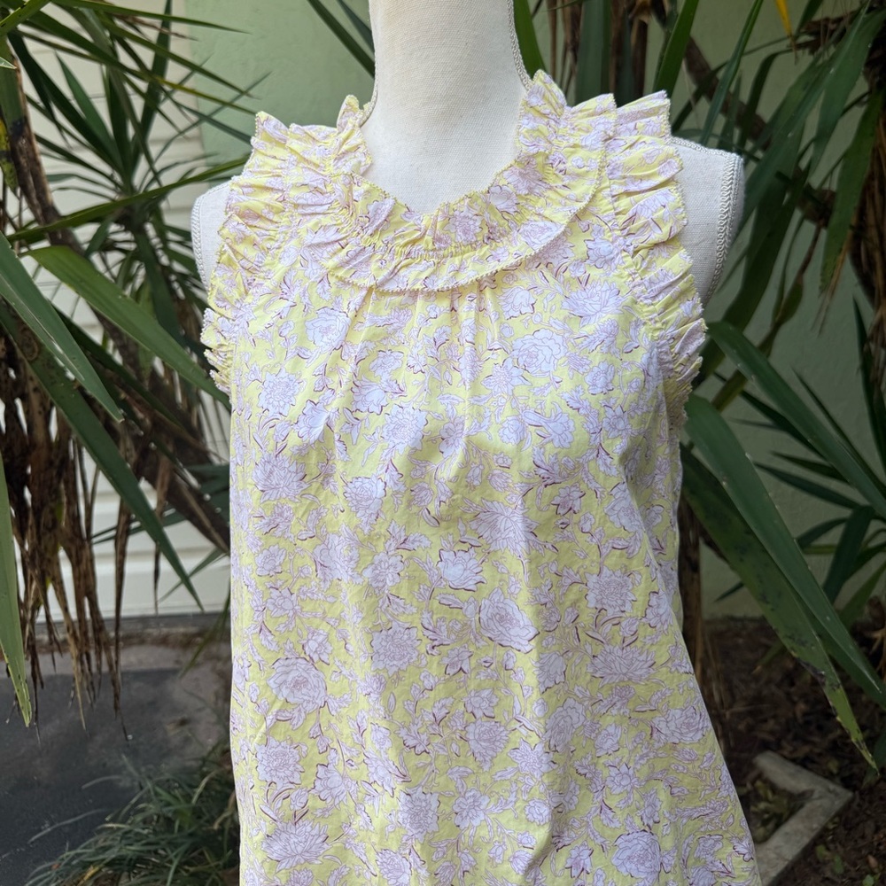 J Crew Light Yellow Ruffle Trim Top